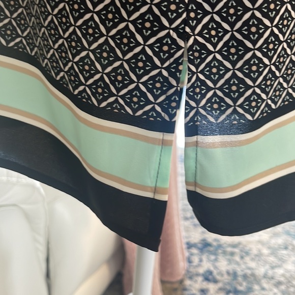 NWOT DANA BUCHMAN Silky Blouse Beautiful Navy White Blush Pink & Tiffany Blue 16 - Picture 6 of 11